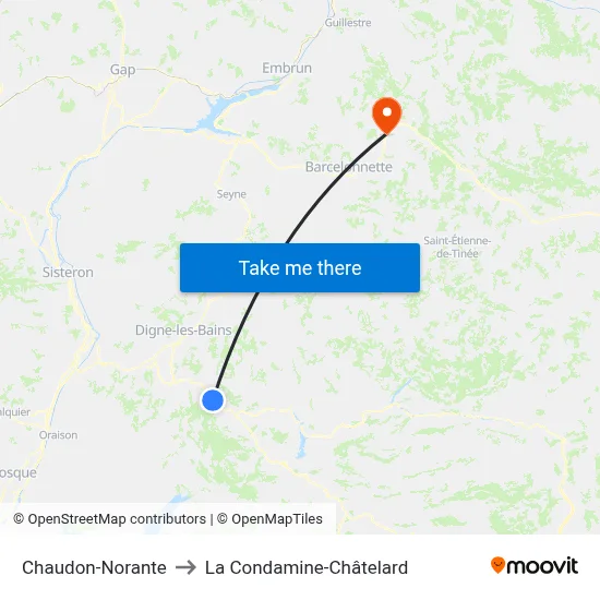 Chaudon-Norante to La Condamine-Châtelard map