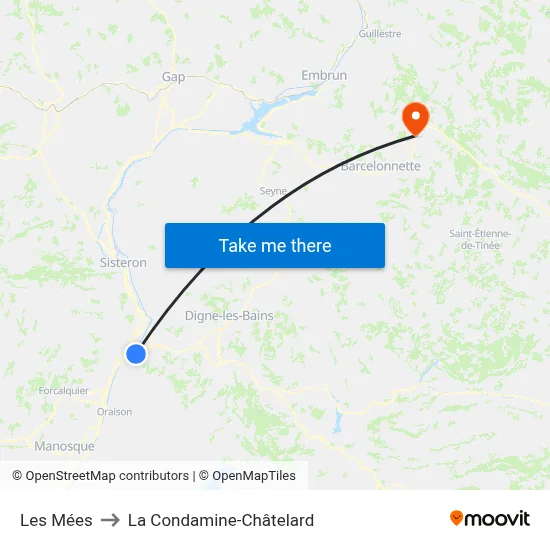 Les Mées to La Condamine-Châtelard map