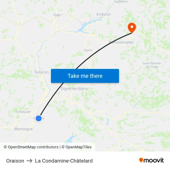 Oraison to La Condamine-Châtelard map