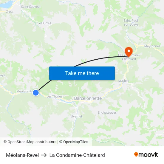 Méolans-Revel to La Condamine-Châtelard map