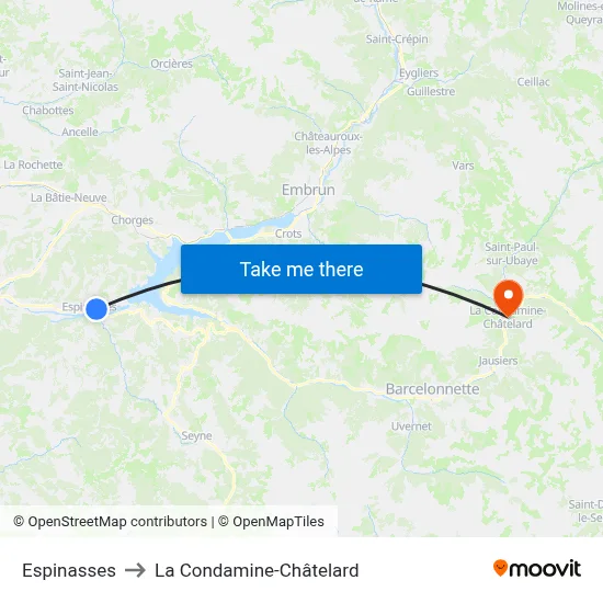 Espinasses to La Condamine-Châtelard map