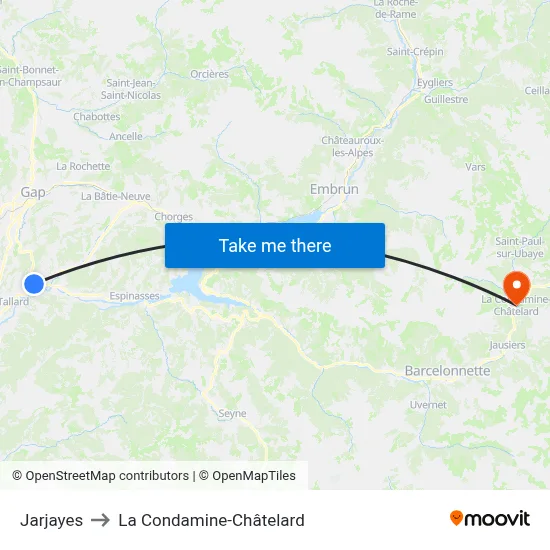 Jarjayes to La Condamine-Châtelard map