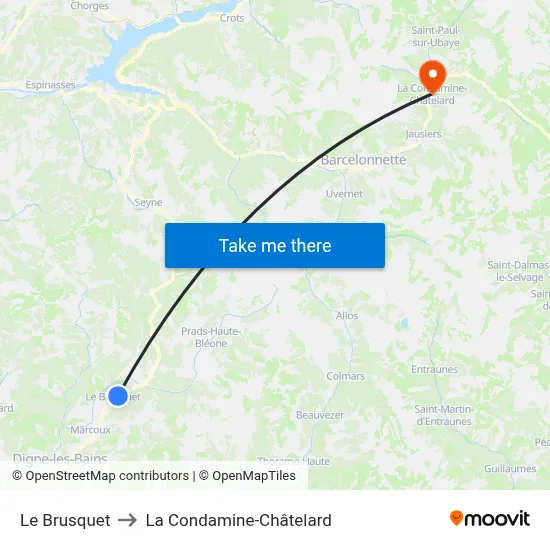 Le Brusquet to La Condamine-Châtelard map