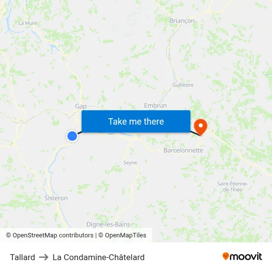 Tallard to La Condamine-Châtelard map