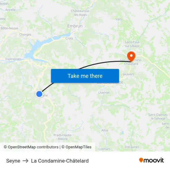 Seyne to La Condamine-Châtelard map