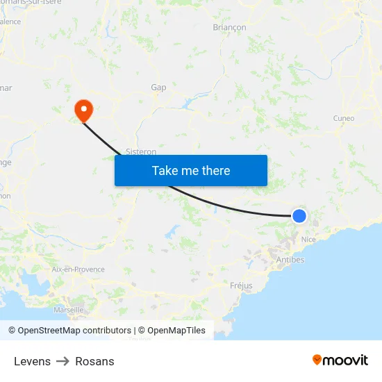 Levens to Rosans map