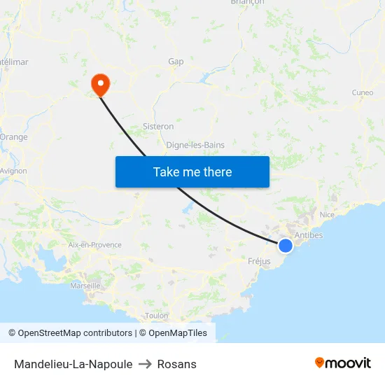 Mandelieu-La-Napoule to Rosans map