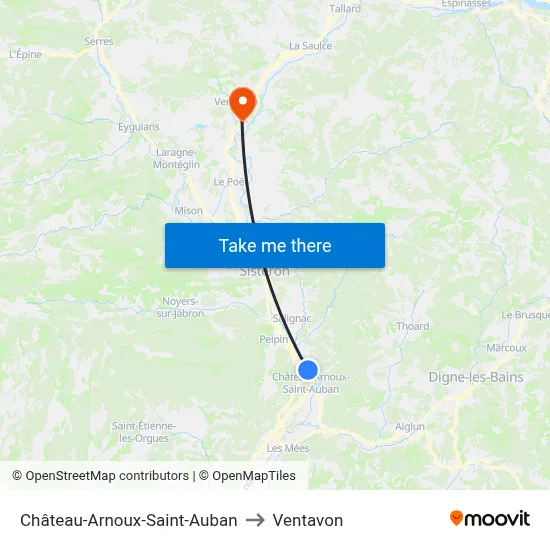 Château-Arnoux-Saint-Auban to Ventavon map