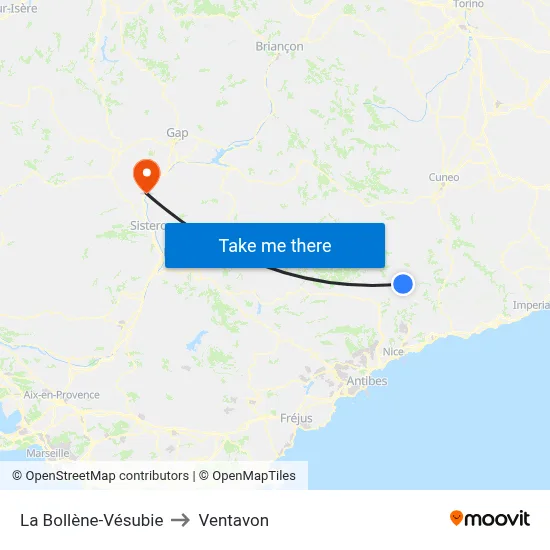 La Bollène-Vésubie to Ventavon map