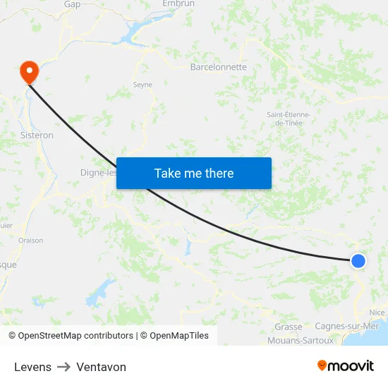 Levens to Ventavon map