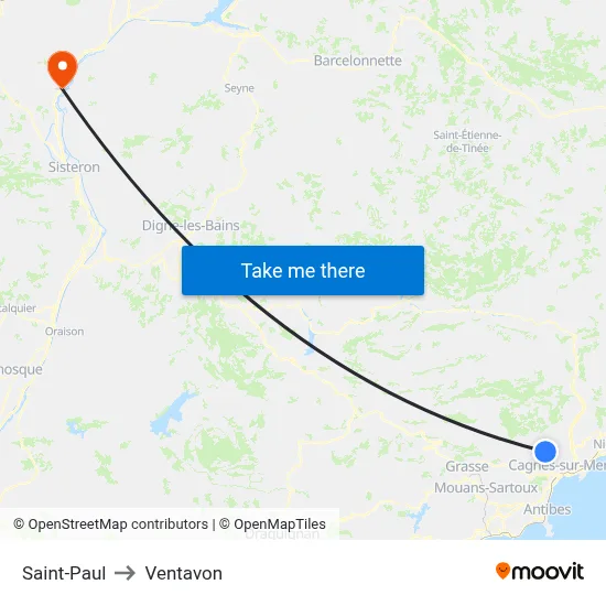Saint-Paul to Ventavon map