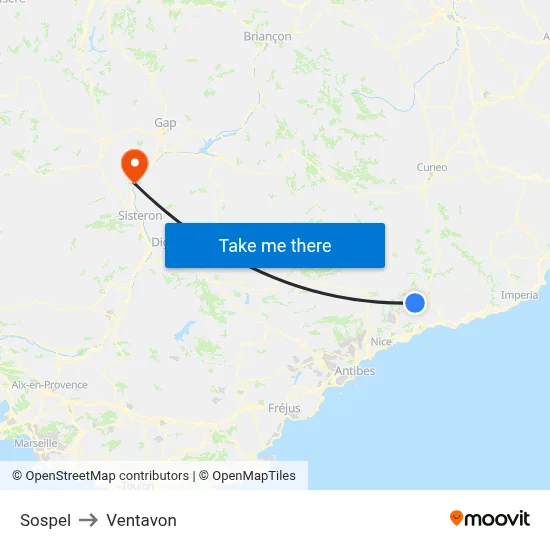 Sospel to Ventavon map