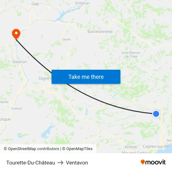 Tourette-Du-Château to Ventavon map