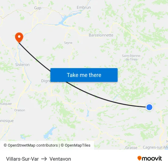 Villars-Sur-Var to Ventavon map