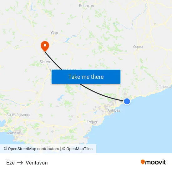 Èze to Ventavon map