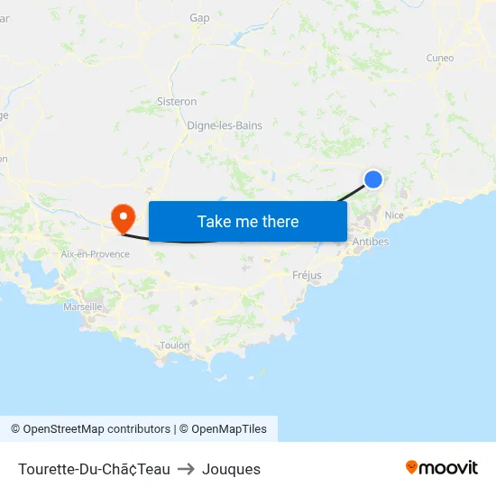 Tourette-Du-Chã¢Teau to Jouques map