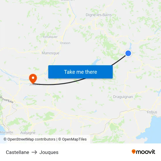 Castellane to Jouques map
