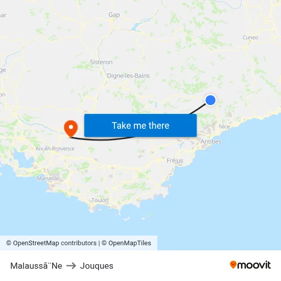Malaussã¨Ne to Jouques map
