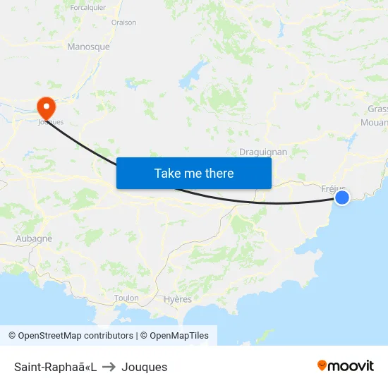 Saint-Raphaã«L to Jouques map