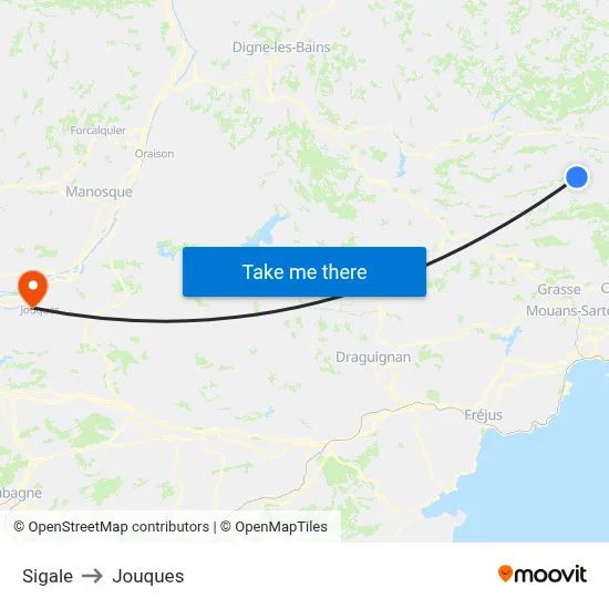 Sigale to Jouques map
