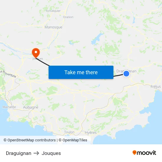 Draguignan to Jouques map
