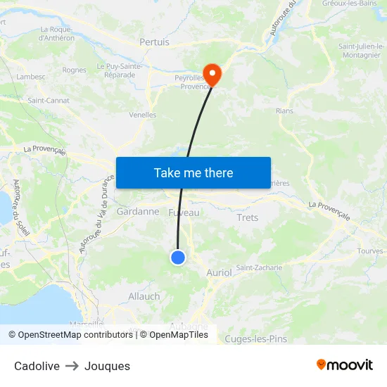 Cadolive to Jouques map