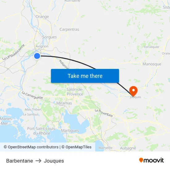Barbentane to Jouques map