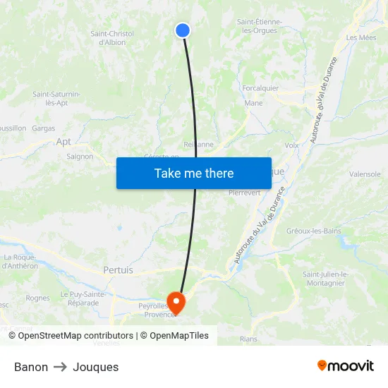 Banon to Jouques map