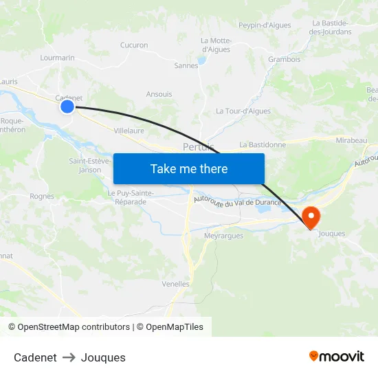 Cadenet to Jouques map