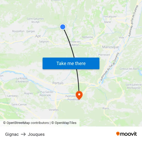 Gignac to Jouques map