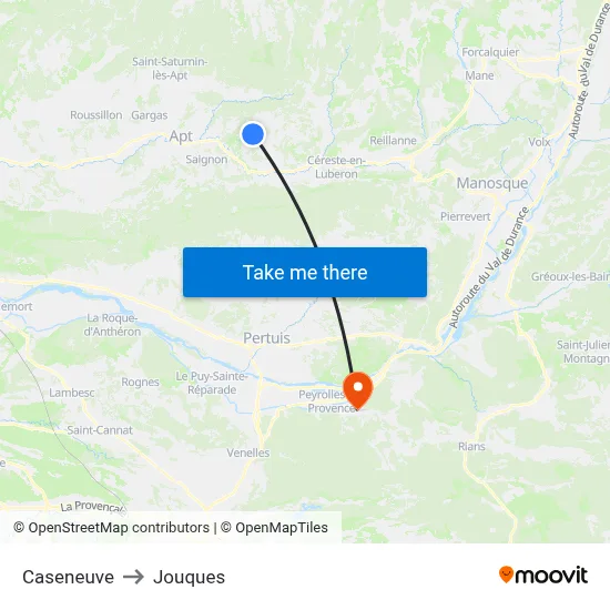 Caseneuve to Jouques map