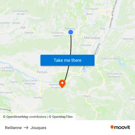 Reillanne to Jouques map