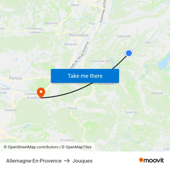 Allemagne-En-Provence to Jouques map