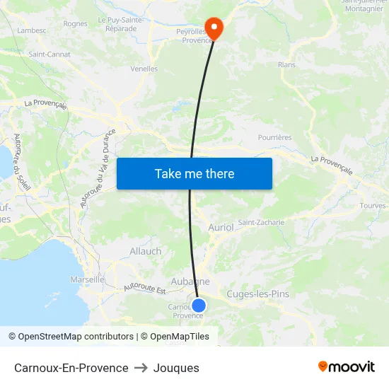 Carnoux-En-Provence to Jouques map