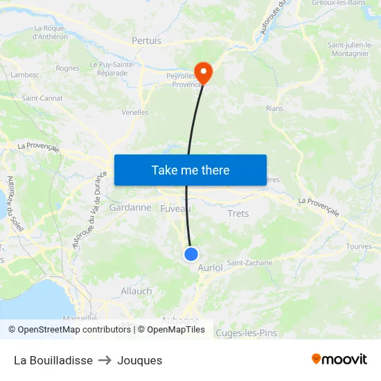 La Bouilladisse to Jouques map