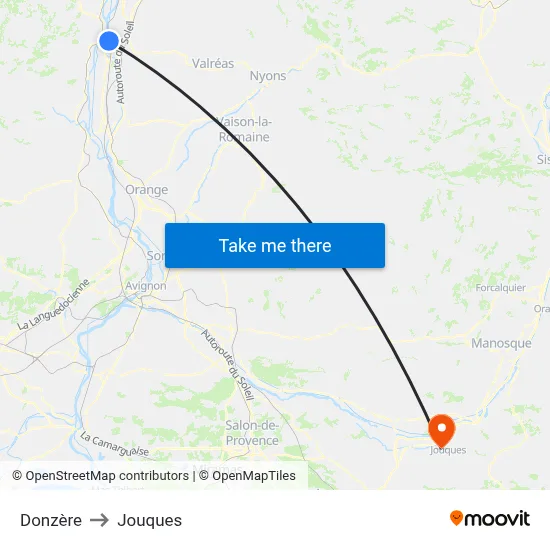 Donzère to Jouques map