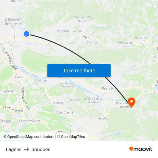 Lagnes to Jouques map