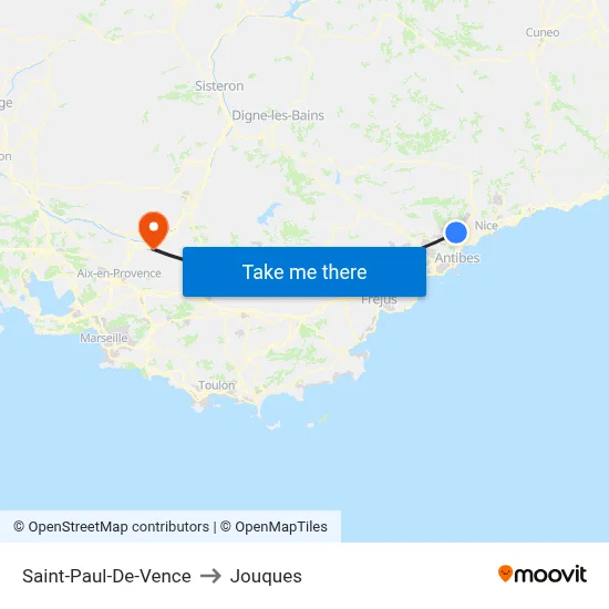 Saint-Paul-De-Vence to Jouques map