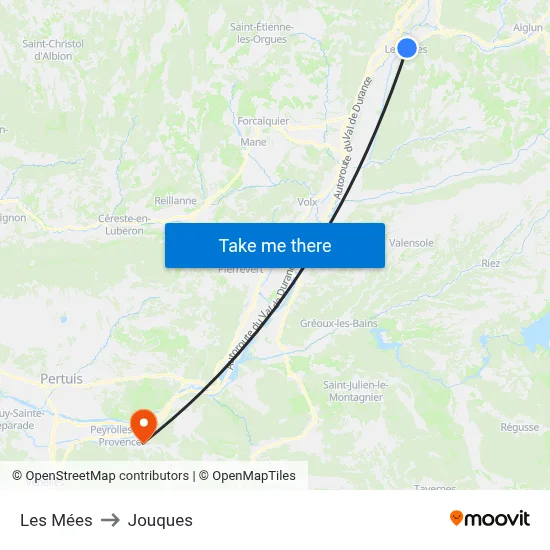 Les Mées to Jouques map