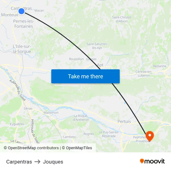 Carpentras to Jouques map