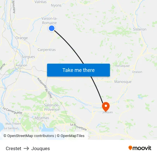 Crestet to Jouques map