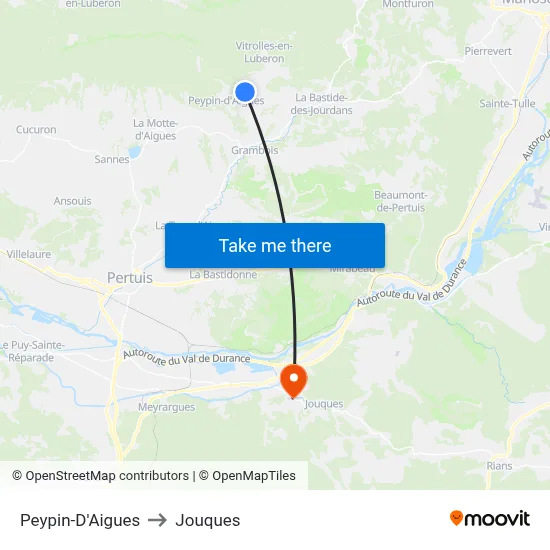 Peypin-D'Aigues to Jouques map