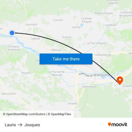 Lauris to Jouques map