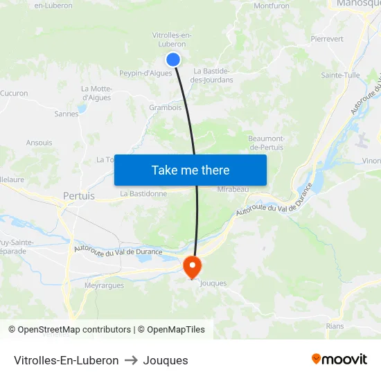 Vitrolles-En-Luberon to Jouques map