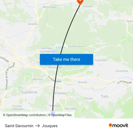 Saint-Savournin to Jouques map
