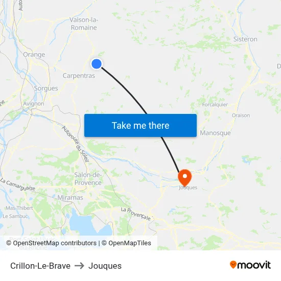 Crillon-Le-Brave to Jouques map