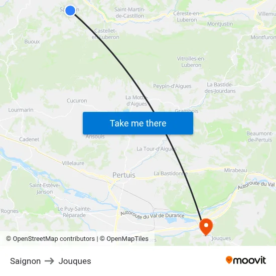Saignon to Jouques map