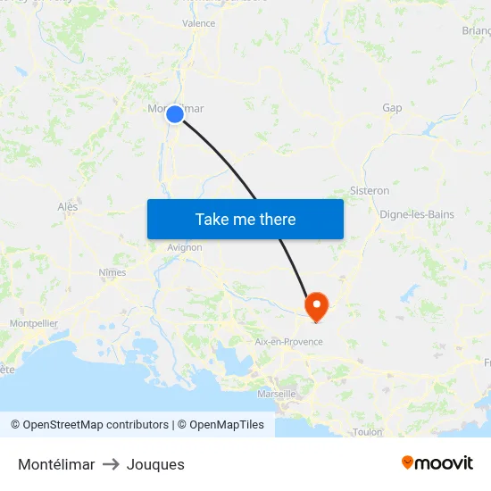 Montélimar to Jouques map