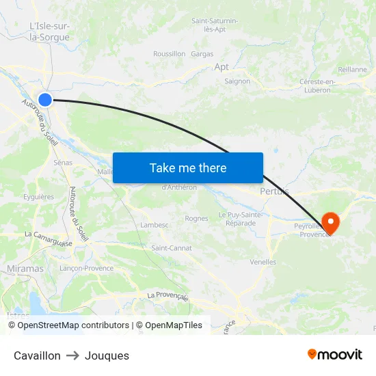 Cavaillon to Jouques map