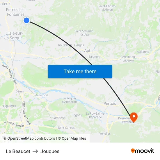 Le Beaucet to Jouques map